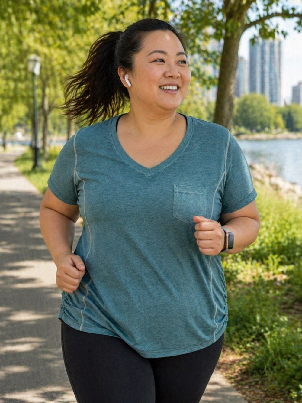 RBX Women's Teal V-Neck Pocket Tee